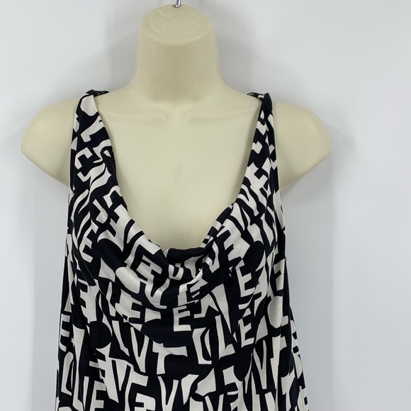 DVF Diane von Furstenberg Tadd Two Love Block cowl scoop dress black white new 6 - Picture 3 of 5